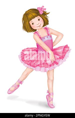 Ballet-Girl en tutu rose en pose Banque D'Images