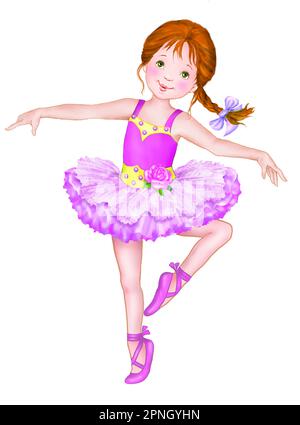 Ballet-Young Ballerina en tutu rose dansant Banque D'Images