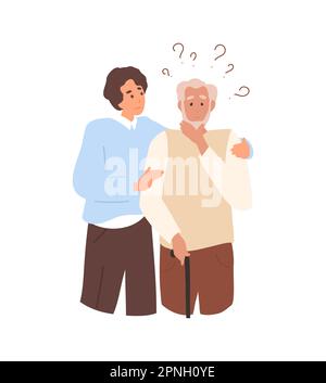 Homme bénévole prenant soin d'un homme âgé, Dementia Illustration de Vecteur