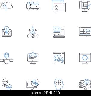 Collection d'icônes de ligne de réputation de leader. perception, image, statut, influence, crédibilité, fiabilité, vecteur d'autorité et illustration linéaire Illustration de Vecteur