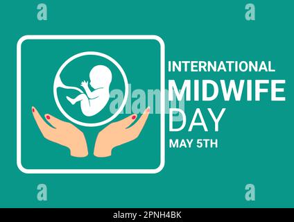 Journée internationale de la sage-femme. Mai 5th. Illustration vectorielle d'une carte de vœux avec un bébé dans l'utérus. Illustration de Vecteur
