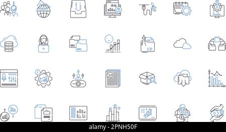 Collection d'icônes de la ligne d'ordinateur. Routeur, commutateur, Ethernet, LAN, WAN, Pare-feu, vecteur de protocole et illustration linéaire. IP,DNS,signes de contour du modem Illustration de Vecteur