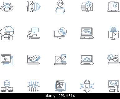 Collection d'icônes de ligne d'emplacement réseau. Géolocalisation, GPS, Cyberlocation, Digitalpresence, LocationIntelligence, Onlineaddress, vecteur de navigation et Illustration de Vecteur