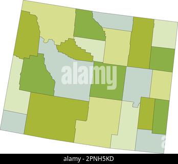 Carte politique modifiable très détaillée avec des couches séparées. Wyoming. Illustration de Vecteur