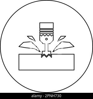 CNC fraisage matériau fraise à métaux plongeur industrie du métal tournage plongée technologie de l'outil outillage découpage copeaux icône dans Illustration de Vecteur
