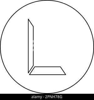 Bordure de la pièce pour l'image cadre d'angle icône en cercle rond noir couleur vecteur illustration image contour ligne de contour fin style simple Illustration de Vecteur