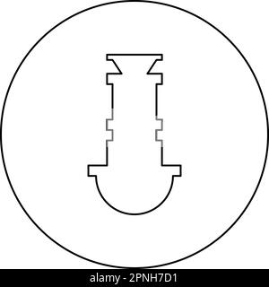 Siphon accessoires de plomberie drain d'égout sous évier icône d'égout en cercle rond noir couleur vecteur illustration image contour ligne fine style Illustration de Vecteur