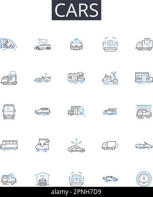 Collection d'icônes de la gamme de voitures. Confortable, rustique, nostalgique, classique, confortable, Illustration vectorielle traditionnelle et relaxante. Vintage, bois Illustration de Vecteur