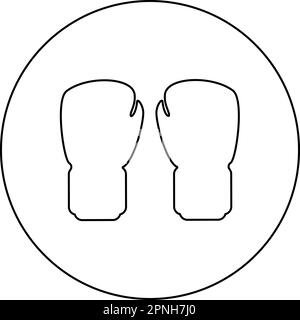 Boîte gants paire de l'équipement de protection de poing sportswear pour l'entraînement de punch icône de sport dans le cercle rond noir couleur vecteur illustration contour de l'image Illustration de Vecteur