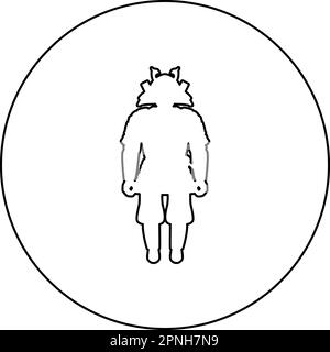 Samouraï japonais de la guerre héros silhouette icône guerrier en cercle rond noir couleur vecteur illustration image contour ligne mince style simple Illustration de Vecteur