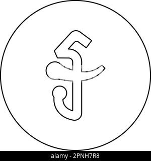 Cambodge riel monnaie symbole argent signe icône en cercle rond noir couleur vecteur illustration image contour ligne fin style simple Illustration de Vecteur