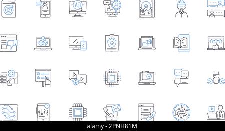 Collection d'icônes de ligne de reconnaissance de motif. Algorithmes, clustering, classification, fonctionnalités, détection, Analyse, vecteur d'apprentissage machine et linéaire Illustration de Vecteur