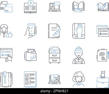 Collecte des icônes de ligne d'analyse de données. Analyses, analyses, rapports, statistiques, visualisation, Modélisation, vecteur minier et illustration linéaire Illustration de Vecteur