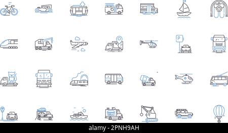Collection d'icônes de lignes de transit. Transports en commun, bus, train, métro, transport, Covoiturage, vecteur de trafic et illustration linéaire. Métro, transport, transport de masse Illustration de Vecteur