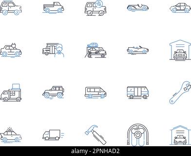 Collection d'icônes de lignes de transit. Transports en commun, métro, bus, train, transport, Ferry, vecteur de transit de masse et illustration linéaire. Navette, métro, Tram Outline Illustration de Vecteur