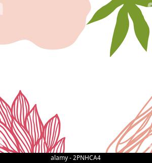 Vecteur artistique abstrait. Papier peint luxueux dans un style minimaliste avec des lignes simples, silhouettes de plantes et feuilles botaniques, formes organiques. Vecteur b Illustration de Vecteur