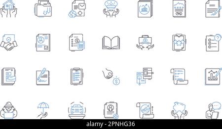 Collection d'icônes de ligne de contrat. Contrat, entente, Accord, Pacte, Règlement, Arrangement, vecteur de traité et illustration linéaire. Bonne affaire Illustration de Vecteur