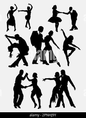 Tango salsa 2 silhouette masculine et féminine danseuse. Bonne utilisation pour symbole, icône web, logo, mascotte, autocollant, ou n'importe quelle conception que vous voulez. Facile à utiliser. Illustration de Vecteur