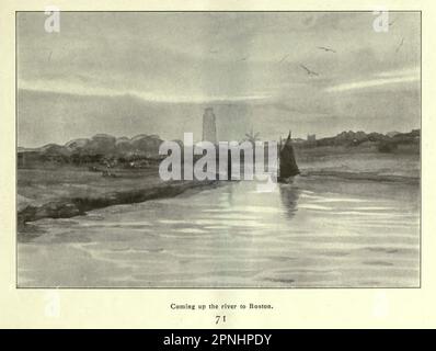 Coming up the River to Boston Lincolnshire; England from the book ' Homes and Haunts of the Pilgrim Pères ' by Alexander MacKennal, 1835-1904; and revised by Howell Elvet Lewis, Date de publication 1920 Publisher London, The religieux tractus Society Banque D'Images