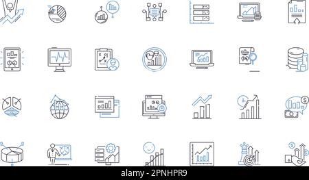 Collection d'icônes de ligne d'analyse visuelle. Données, Visualisation, Aperçu, analyse, Tableau de bord, Tendances, motifs vectoriels et illustration linéaire. Mesures Illustration de Vecteur