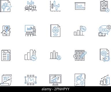 Collection d'icônes de ligne de représentation graphique. Infographie, visualisation, graphique, diagramme, graphique, Carte, vecteur de tracé et illustration linéaire. Arbre Illustration de Vecteur