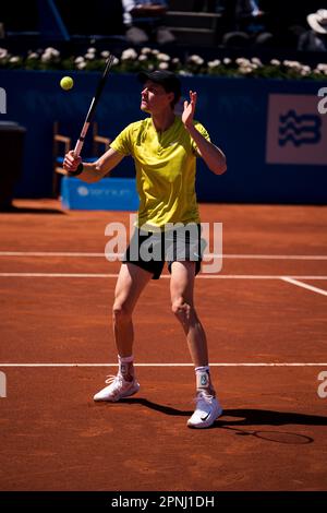 Barcelone, Espagne, 19, avril 2023. Sabadell Open Banc - Trophée Conde Godó 70. Match entre Diego Schwartzman (ARG) et Jannik sinner (ITA). Crédit : JG/Alay Live News Banque D'Images
