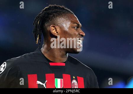 Naples, Italie. 18th avril 2023. Rafael Leao de Milan réagit lors de la Ligue des champions de l'UEFA, en quarts de finale, match de football à 2nd jambes entre SSC Napoli et AC Milan sur 18 avril 2023 au stade Diego Armando Maradona à Naples, Italie - photo Federico Proietti/DPPI crédit: DPPI Media/Alay Live News Banque D'Images