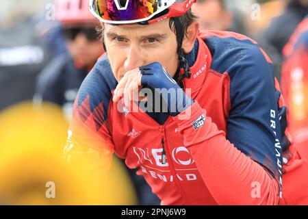 Brentonico San Valentino, Italie. 19th avril 2023. UCI Tour de la route des Alpes course à vélo, troisième étape de Ritten à Brentonico San Valentino ; Gales Geraint Thomas crédit: Action plus Sports/Alay Live News Banque D'Images