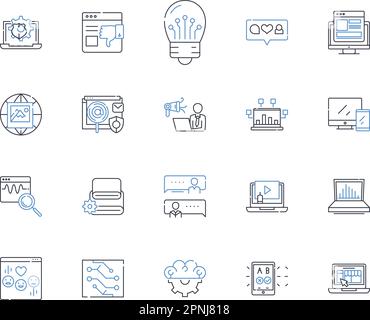 Collection d'icônes de ligne de technologie augmentée. Augmenter, réalité, holographie, sensoriel, perception, Virtuel, amélioration du vecteur et illustration linéaire Illustration de Vecteur