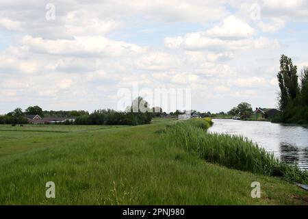 Prairies et routes dans la région de Zuidplaspolder où l'eau ne peut plus être gérée aux pays-Bas Banque D'Images