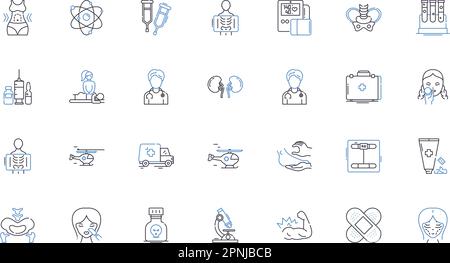 Collection d'icônes de ligne de test médical. Diagnostic, dépistage, analyse, imagerie, biopsie, Pathologie, vecteur de radiologie et illustration linéaire. Endoscopie Illustration de Vecteur