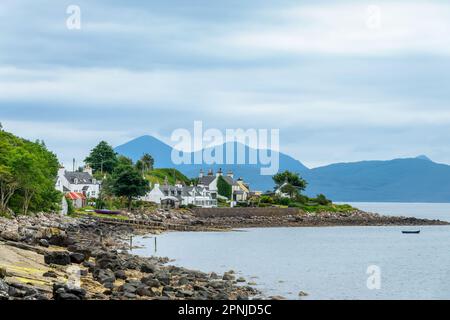 Lochside maisons à Milton près d'APPLECROSS dans les Highlands du Nord-Ouest, Écosse Royaume-Uni Banque D'Images