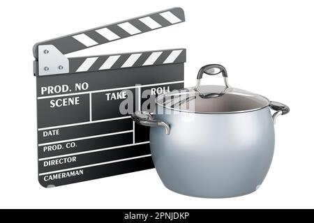 Clapperboard avec panoramique, rendu 3D isolé sur fond blanc Banque D'Images