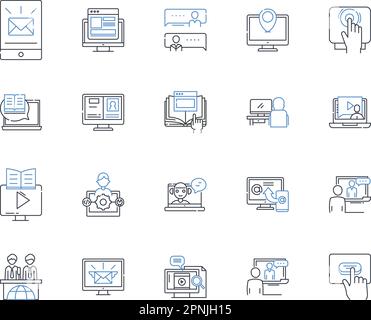 Collection d'icônes de lignes de stations de radio. Musique, divertissement, diffusion, actualités, style de vie, Culture, vecteur sportif et illustration linéaire. Parlez Illustration de Vecteur