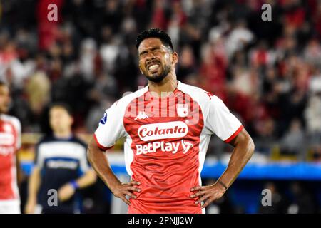 Independiente le Marrugo chrétien de Santa Fe réagit pendant le match Independiente Santa Fe V Gimnasia pendant le match de groupe de CONMEBOL Libertadores, sur 18 avril 2023. Photo de: Cristian Bayona/long Visual Press Banque D'Images