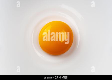 Jaune d'œuf sur l'assiette. Œufs frits abstraits. Gros plan. Banque D'Images