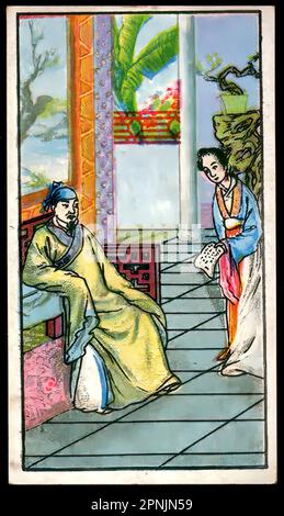 Carte à cigarettes chinoise vintage , époque pré-communiste Banque D'Images