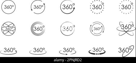 icône de série de vues à 360 degrés. Les flèches vectorielles encerclent, logo isolé sur fond blanc Illustration de Vecteur