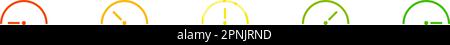 Les icônes du compteur de vitesse et du compte-tours sont définies Concept d'indicateur de style plat. Icône du bouton indicateur de risque de couleur. Illustration vectorielle isolée pour la conception Web Illustration de Vecteur