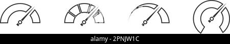 Icônes de la ligne noire du compteur de vitesse. Icône de compteur de vitesse et de tachymètre. Symbole de vitesse rapide. Eclairage vectoriel isolé et plat pour la conception de sites Web Illustration de Vecteur