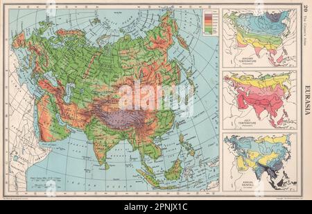 EURASIE. Europe Asie. Janvier juillet température. Précipitations. BARTHOLOMEW 1952 carte Banque D'Images