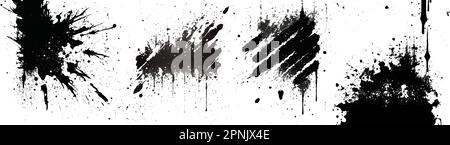 Taches et texture de grunge. Jeu de pinceaux blancs et noirs. Éléments de conception abstraits. Effet d'encre vectorielle Illustration de Vecteur