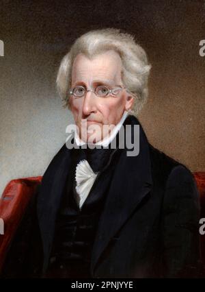 Andrew Jackson (1767-1845), portrait du président des États-Unis en 7th, James Tooley, aquarelle sur ivoire, 1840 Banque D'Images