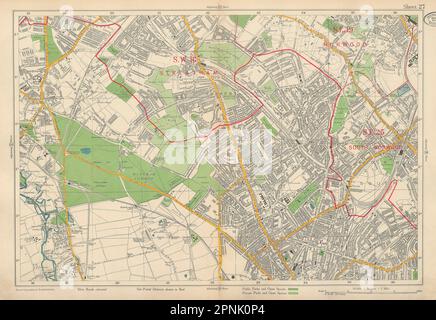 STREATHAM MITCHAM CROYDON Sud Norwood Thornton Heath Woodside. CARTE bacon 1934 Banque D'Images