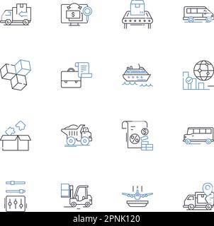 Collection d'icônes de ligne de mise en œuvre technologique. Automatisation, intégration, innovation, numérisation, mise en œuvre, Modernisation, vecteur d'optimisation Illustration de Vecteur