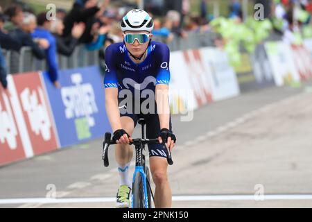 Brentonico San Valentino, Italie. 19th avril 2023. UCI Tour des Alpes Road Cycling Race, troisième étape de Ritten à Brentonico San Valentino ; Juri Hollmann (GER) crédit: Action plus Sports/Alay Live News Banque D'Images