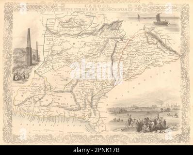 CABOOL PUNJAB et BELOOCHISTAN Pakistan Afghanistan Lahore. Carte RAPKIN/TALLIS 1851 Banque D'Images