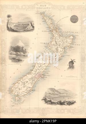 NOUVELLE-ZÉLANDE montrant les règlements de NZ Company en 1851. Carte TALLIS & RAPKIN 1851 Banque D'Images