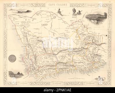 COLONIE DU CAP. Vue sur le Cap. Afrique du Sud Cap occidental. Carte RAPKIN/TALLIS 1851 Banque D'Images