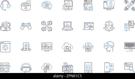 Collection d'icônes de ligne d'administration de Nerk. Leadership, responsabilité, transparence, efficacité, innovation, Stratégie, vecteur de performance et linéaire Illustration de Vecteur